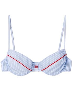 Miu Miu Stripe-Print Bra - Blue