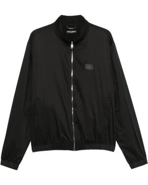 Dolce & Gabbana Logo-Plaque Zip-Up Jacket - Black