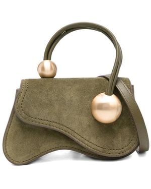 Cult Gaia Curved-Suede Embellished Tote Bag - Metallic