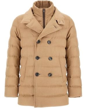 Herno Double-Breasted Quilted Coat - Natural