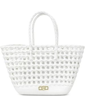 Marc Ellis Flat Sunset Woven Tote Bag - White