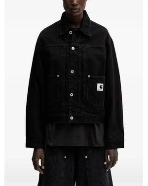 Carhartt Belmar Logo-Patch Denim Jacket - Black