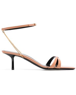 Saint Laurent Melody Ankle-Strap Sandals - Natural