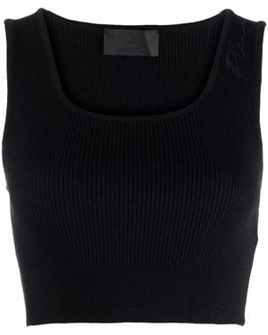 Philipp Plein Signature Wool Cropped Top - Black