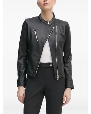 Joop! Asymmetrical Leather Jacket - Gray