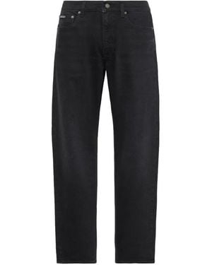 Calvin Klein Logo-Patch Straight-Leg Jeans - Black