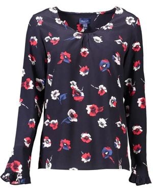 GANT Floral-Print Ruffled Blouse - Blue