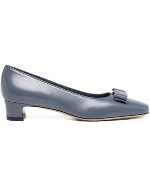 Ferragamo 30Mm Iconic Bow Court Shoes - Blue