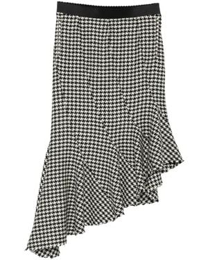 The Attico Jupe Mi-Longue Asymétrique À Motif Pied-De-Poule - Grey