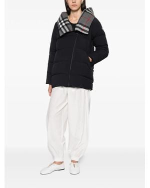 SEA WING Check-Print Panels Padded Jacket - Black