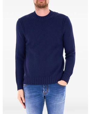 Ballantyne Jersey Con Ribete De Canalé Y Cuello Redondo - Azul