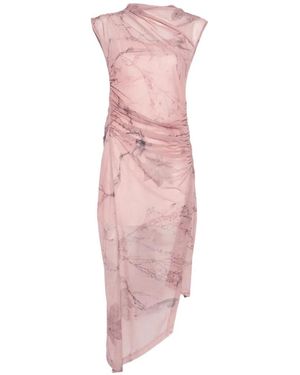 Feng Chen Wang Asymmetric-Hem Ruched Midi Dress - Pink