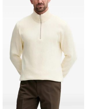 Lindbergh Jersey De Canalé Con Media Cremallera - Blanco