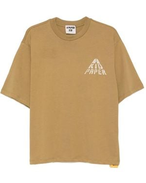 A PAPER KID Logo-Print Cotton T-Shirt - Natural