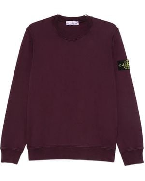 Stone Island Logo-Patch Crew Neck Sweatshirt - Purple