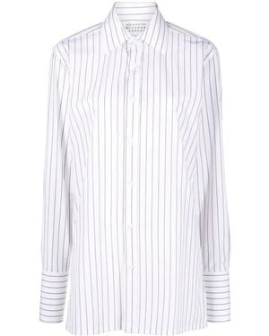 Maison Margiela Long-Sleeve Pinstripe-Pattern Shirt - White