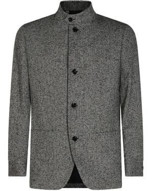 Lardini Abrigo Con Motivo De Espiga - Gris