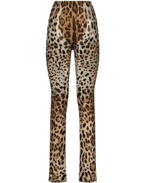 Dolce & Gabbana Kim Dolce&Gabbana Leopard-Print Flared Trousers - Natural