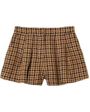 Twinset Check Bouclé Shorts - Brown