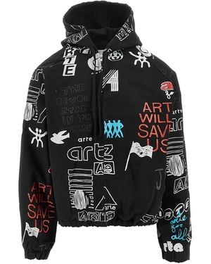 Arte' Graphic-Print Hoodie - Black