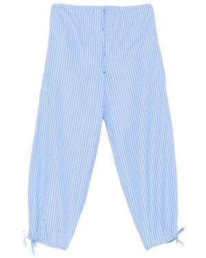 TOTEME Striped Drawstring-Waist Pants - Blue