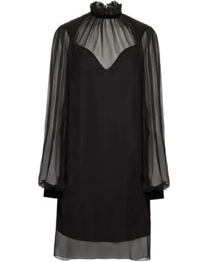 Nina Ricci High-Neck Balloon-Sleeve Mini Dress - Black