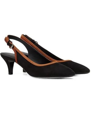 Ferragamo Suede Slingback Pumps - Black