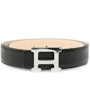 Daniele Alessandrini Logo-Plaque Leather Belt - White