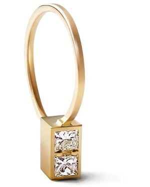 Shihara Box-Shaped Diamond Hoop Earring - Metallic