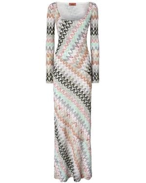 Missoni Cotton Dress With Round Neck - White