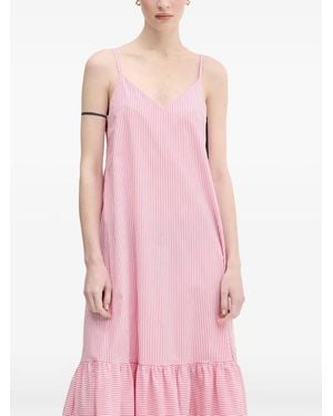 Benetton Striped Ruffled Maxi Dress - Pink