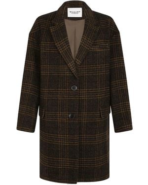 Isabel Marant Check Single-Breasted Wool Coat - Black