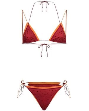 Oséree Crystal-Embellished Bikini - Red