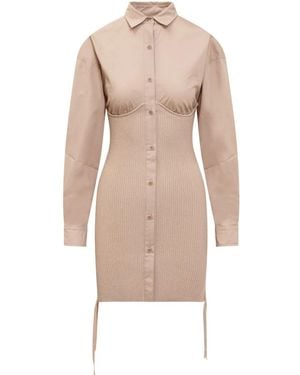 ANDREADAMO Ribbed Mini Dress - Natural