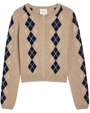 Reformation Clara Jacke aus Kaschmir mit Argyle-Muster - Natur