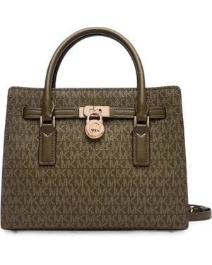 Michael Kors Logo-Print Padlock-Detail Tote Bag - Metallic