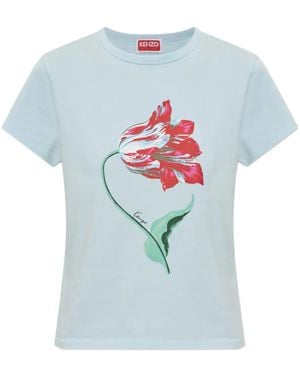 KENZO Tulip Cotton T-Shirt - Blue