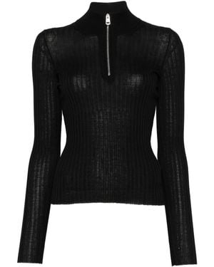 Mrz Gerippter Pullover mit Reißverschluss - Schwarz