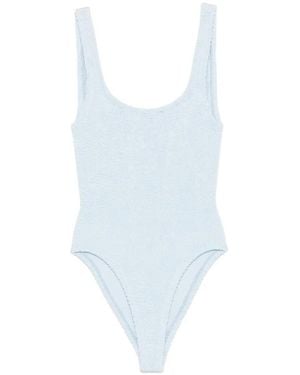 Hunza G Crinkle-Effect Scoop-Neck Swimsuit - Blue