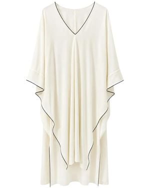 Alberta Ferretti Piped Handkerchief-Hem Dress - White