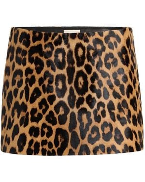 KHAITE Leopard-print Mini Skirt - ブラック