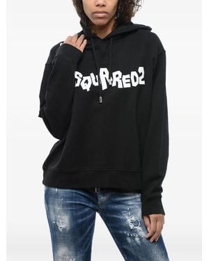 DSquared² Logo-Print Oversized Hoodie - Black