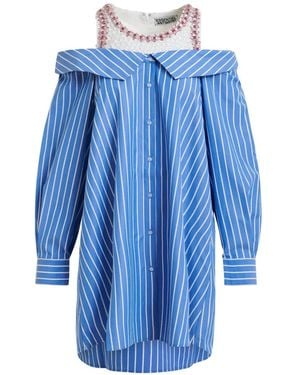 Essentiel Antwerp Jori Striped Layered Mini Shirt Dress - Blue