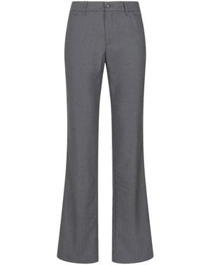 Etro Virgin-Wool Straight Leg Trousers - Grey