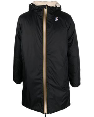 K-Way Logo-Embroidered Parka Coat - Black