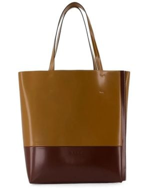 Marni Museo Colour-Block Leather Tote Bag - Brown