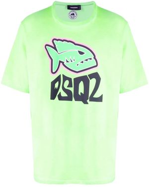 DSquared² Logo-Print Cotton T-Shirt - Green