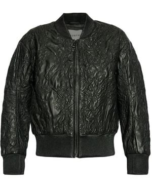 Munthe Embroidered-Leather Bomber Jacket - Black