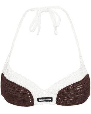 Miu Miu Gehäkeltes Triangel-Bralet - Braun