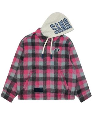 Aape By A Bathing Ape Moonface Check Hooded Jacket - Pink